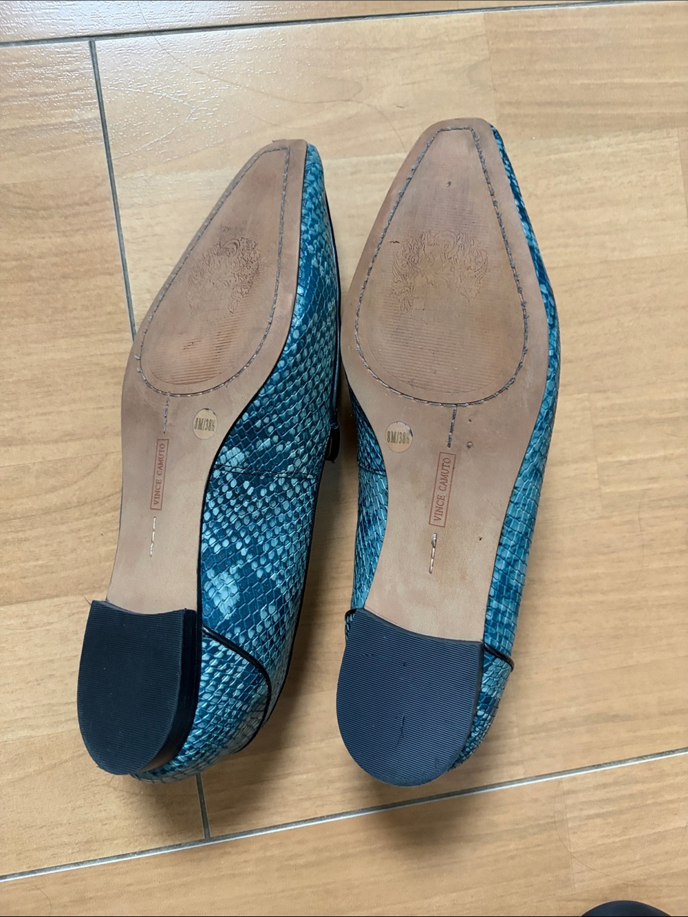 Vince Camuto Teal Snake-Print Loafers with Square Toe - Picture 5 of 8